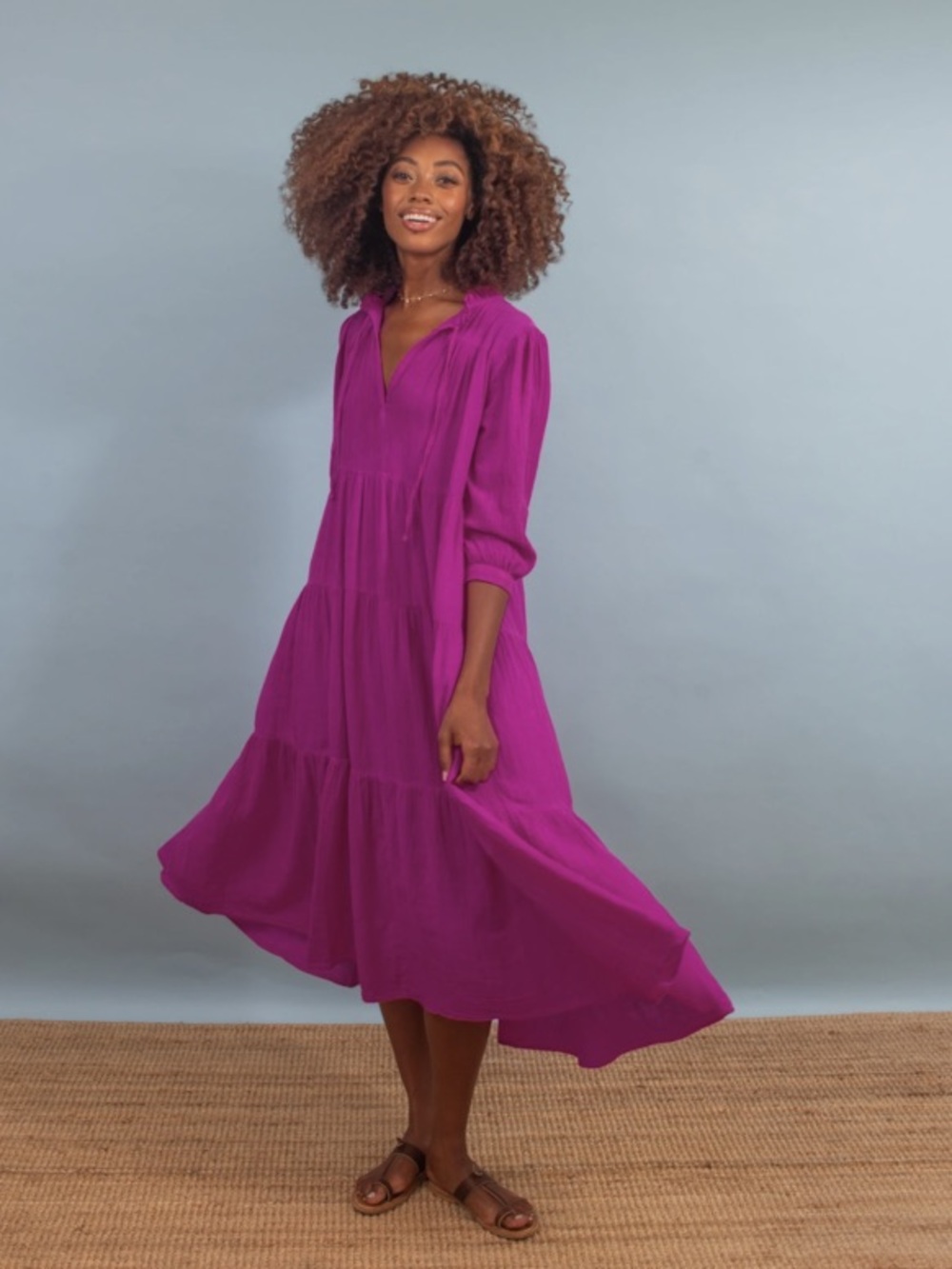 HONORINE Long Giselle Dress- Petunia